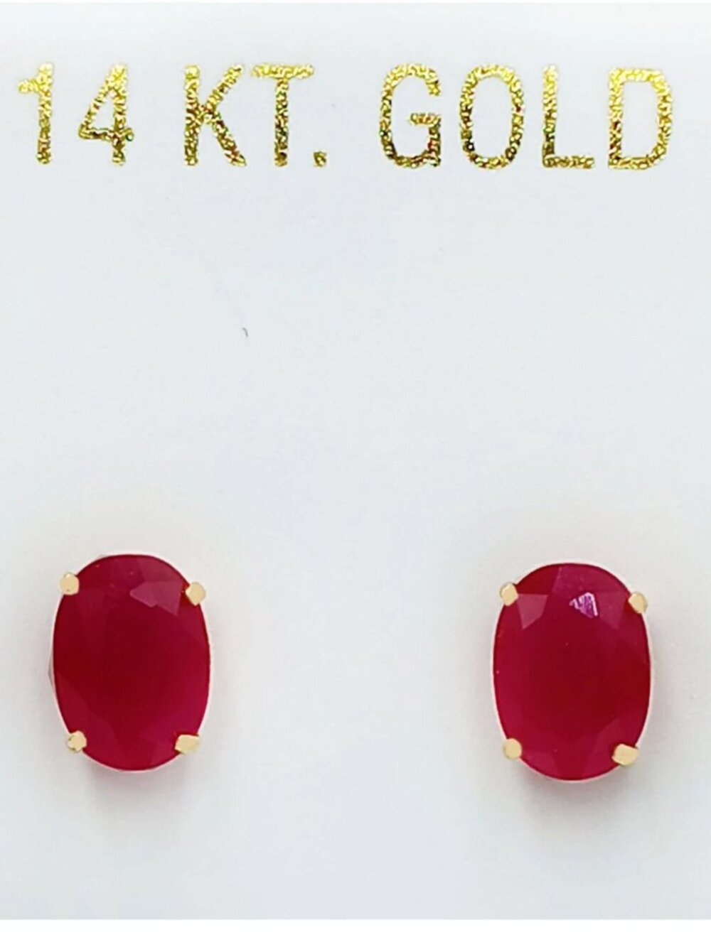 Genuine 2.80 Cts Ruby Stud Earrings 14k Yellow Gold